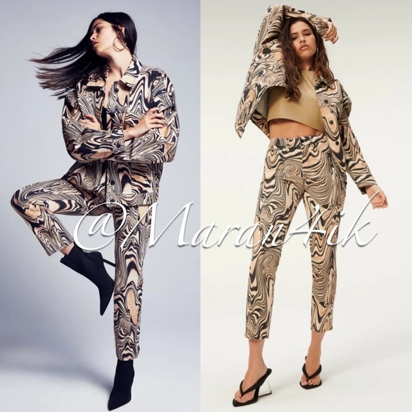 Good American Good Classic Print High Waist
Ankle Crop Jeans Natural Swirl 24 - Picture 2 of 16